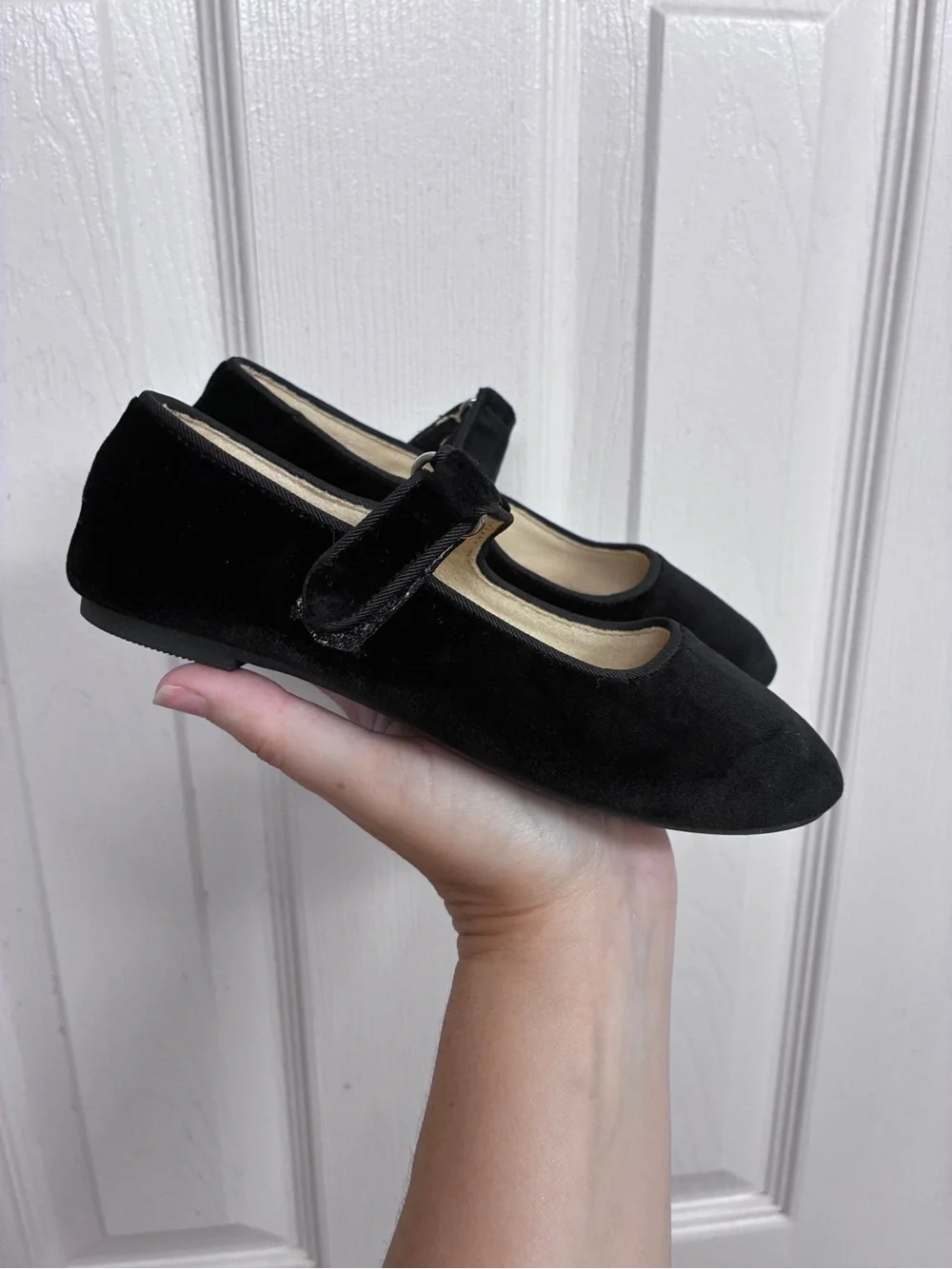 Cat & Jack Black Velvet Mary Jane Shoes with Adjustable Strap